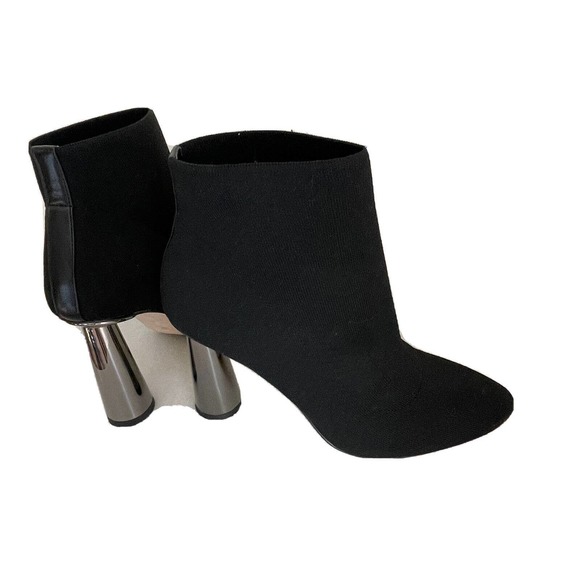 BCBGeneration Conny Black Stretch Fabric Ankle Boot Mirrored Heels Women’s 7.5 - Picture 14 of 16